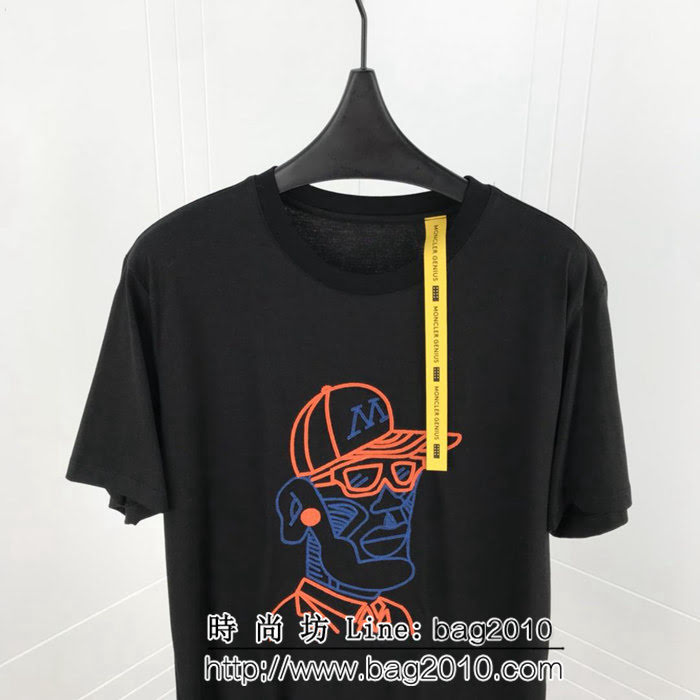 MONCLER蒙口 19春夏新款 頭像系列限量版 刺繡頭像小章仔 黑色雙股純棉 男款短袖 ydi2152